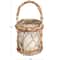 9" Clear Glass Handmade Candle Lantern with Brown Rattan Woven Exterior & Twisted Handle